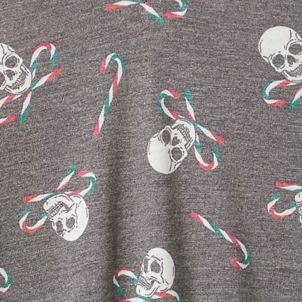 NEW! TORRID βSkull Candyβ Heather Grey Raglan Long-Sleeve Raglan V-Neck Tee, NWT